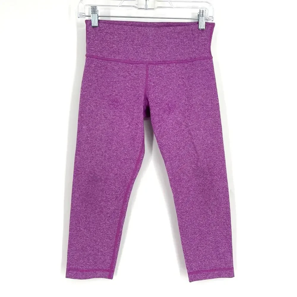Lululemon Wunder Under Crop Leggings Heathered Pink Size 6‎